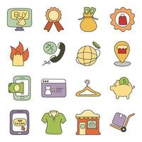 Pack of Shopping And Digital Payment Flat Icon vector