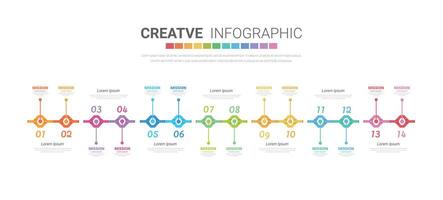 Infographic design template with numbers 14 option for Presentation infographic, Timeline infographics, steps or processes. vector