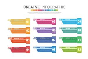 Presentation graph, Business infographics template for 12 months, 1 year, can be used for Business concept with 12 options, steps or processes. vector