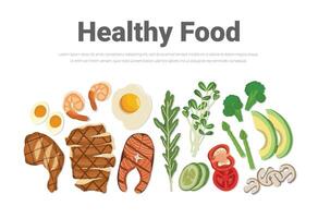 plano diseño web bandera. salud alimento. vector