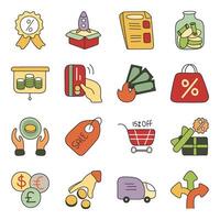 Set of Business and Commerce Flat Icons vector