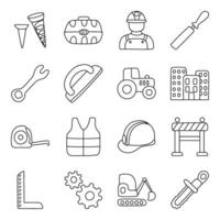 Set of Repair Tools Linear Icons vector