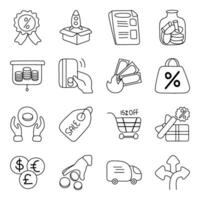 Set of Business and Commerce Linear Icons vector