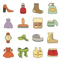 Pack Of Clothing And Beauty Flat Icon vector