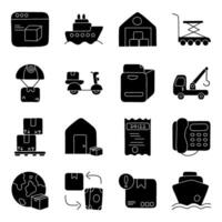 Set of Shipment Solid Icons vector