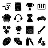 Pack Of Education Accessories solid Icon vector