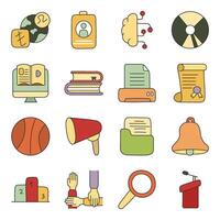 Pack Of Study Flat Icon vector