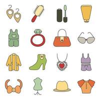 Pack Of Fashion And Clothing Flat Icon vector