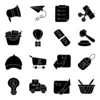 Pack Of Commerce solid Icon vector