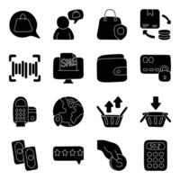Pack Of Shopping solid Icon vector