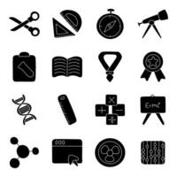 Pack Of Learning solid Icon vector