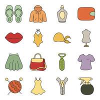 Pack Of Clothing And Styling Flat Icon vector