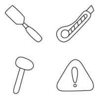 Set of Tools and Equipment Linear Icons vector