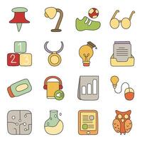 Pack Of Online Education Flat Icon vector