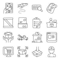 Set of Logistic and Shipment Linear Icons vector