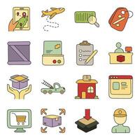 Set of Logistic and Shipment Flat Icons vector