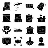 Set of Logistic and Shipment Solid Icons vector