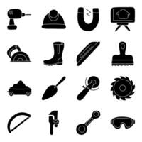 Set of Tools Solid Icons vector