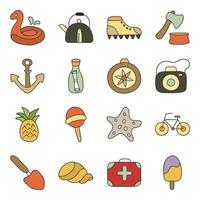 Pack Of Summer Accessories Flat Icon vector