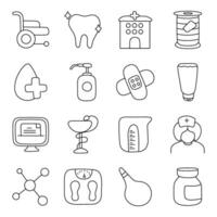 Set of Medical and Biology Linear Icons vector