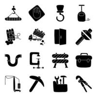 Set of Instruments Solid Icons vector