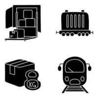 Set of Parcels Solid Icons vector