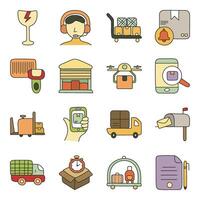 Set of Logistic and Cargo Flat Icons vector