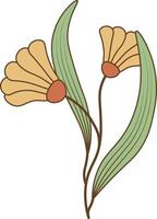 mano dibujado floral botánico rama en minimalista estilo. aislado ilustración en blanco antecedentes vector