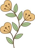 Hand Drawn Floral Botanical Branch in Minimalist Style. Isolated Illustration on White Background vector