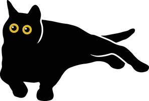 International Cat Day Character with Cute Yellow Eyes. Isolated Black Silhouette vector