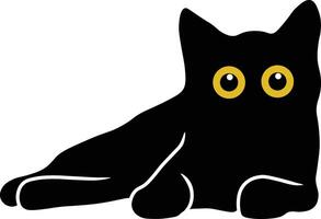 International Cat Day Character with Cute Yellow Eyes. Isolated Black Silhouette vector