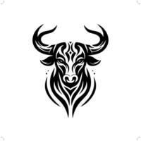 toro , vaca en moderno tribal tatuaje, resumen línea Arte de animales, minimalista contorno. vector