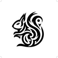 Squirrel in modern tribal tattoo, abstract line art of animals, minimalist contour. vector