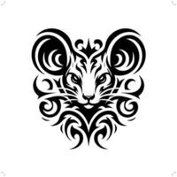 rat , mouse in modern tribal tattoo, abstract line art of animals, minimalist contour. vector