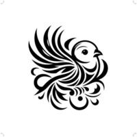 Lovebird in modern tribal tattoo, abstract line art of animals, minimalist contour. vector