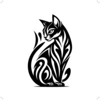 abisinio gato en moderno tribal tatuaje, resumen línea Arte de animales, minimalista contorno. vector