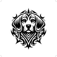 Beagle dog in modern tribal tattoo, abstract line art of animals, minimalist contour. vector