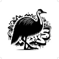 animal silhouette in graffiti tag, hip hop, street art typography illustration. vector