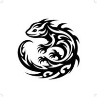 salamander in modern tribal tattoo, abstract line art of animals, minimalist contour. vector