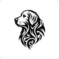 Retriever dog in modern tribal tattoo, abstract line art of animals, minimalist contour. vector