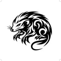 mole in modern tribal tattoo, abstract line art of animals, minimalist contour. vector