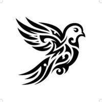 pigeon, dove in modern tribal tattoo, abstract line art of animals, minimalist contour. vector