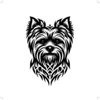 Yorkshire Terrier dog in modern tribal tattoo, abstract line art of animals, minimalist contour. vector