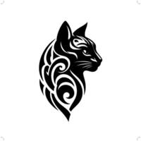 siamese cat in modern tribal tattoo, abstract line art of animals, minimalist contour. vector