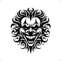 clown in modern tribal tattoo, abstract line art of people, minimalist contour. vector
