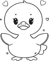 A cute cartoon duck with a heart on its head vector