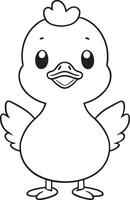 un linda dibujos animados Pato con un pico abierto y un sonrisa en sus cara vector