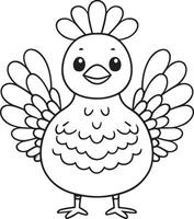 A cartoon chicken with its wings spread out vector