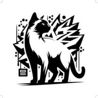 animal silhouette in graffiti tag, hip hop, street art typography illustration. vector