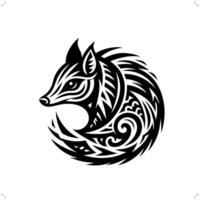 numbat in modern tribal tattoo, abstract line art of animals, minimalist contour. vector